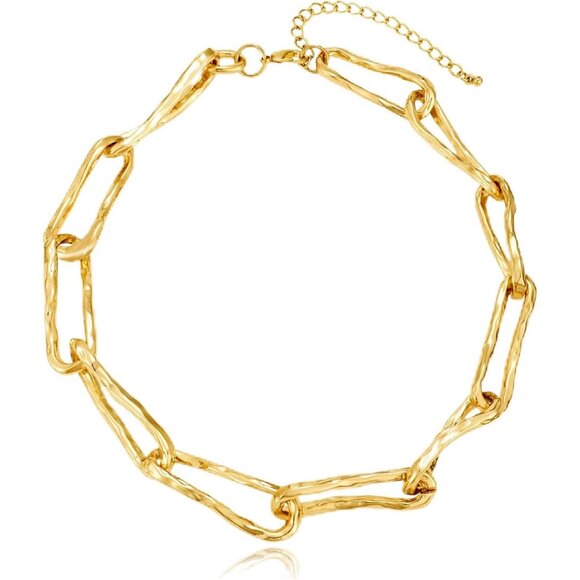 Jewelry - Women Paperclip 14k Gold Plated Paperclip Thick Link Chokers Chain Necklace